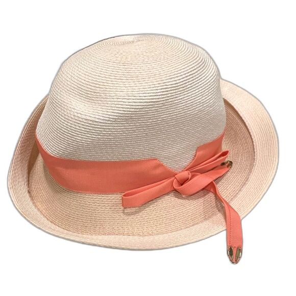 Norman Durand Vintage Women’s Beige Peach Straw Hat - Picture 1 of 11